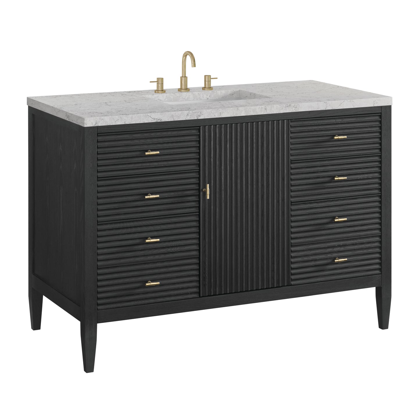 Myrrin 48" Vanity, Carbon Oak w/ 3 CM Eternal Jasmine Pearl Silestone Top