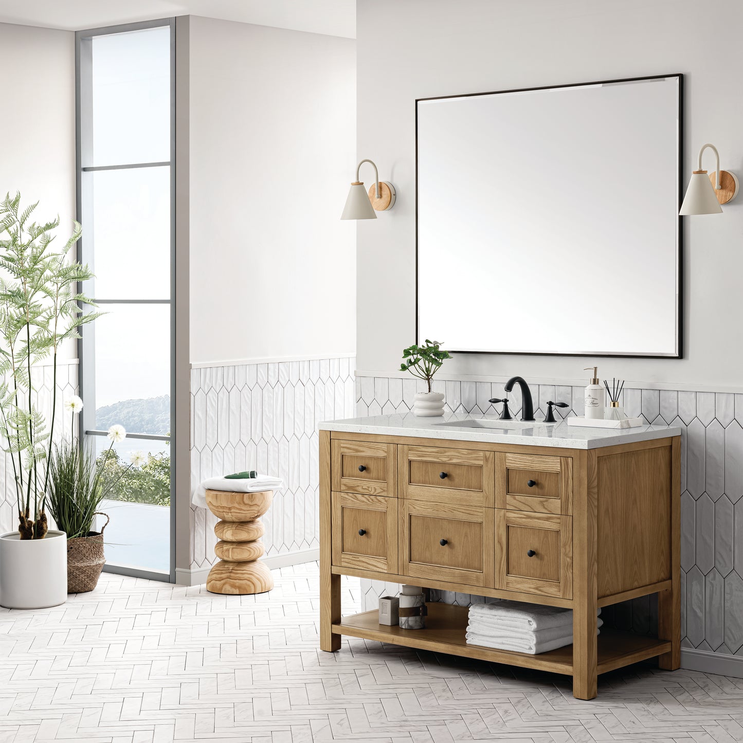 Breckenridge 48" Single Vanity, Light Natural Oak w/ 3 CM Lime Delight Top