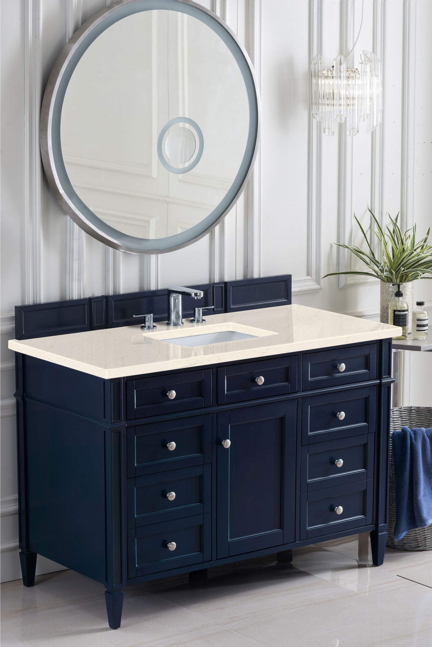 Brittany 48" Single Vanity, Victory Blue w/ 3 CM Eternal Marfil Silestone Top