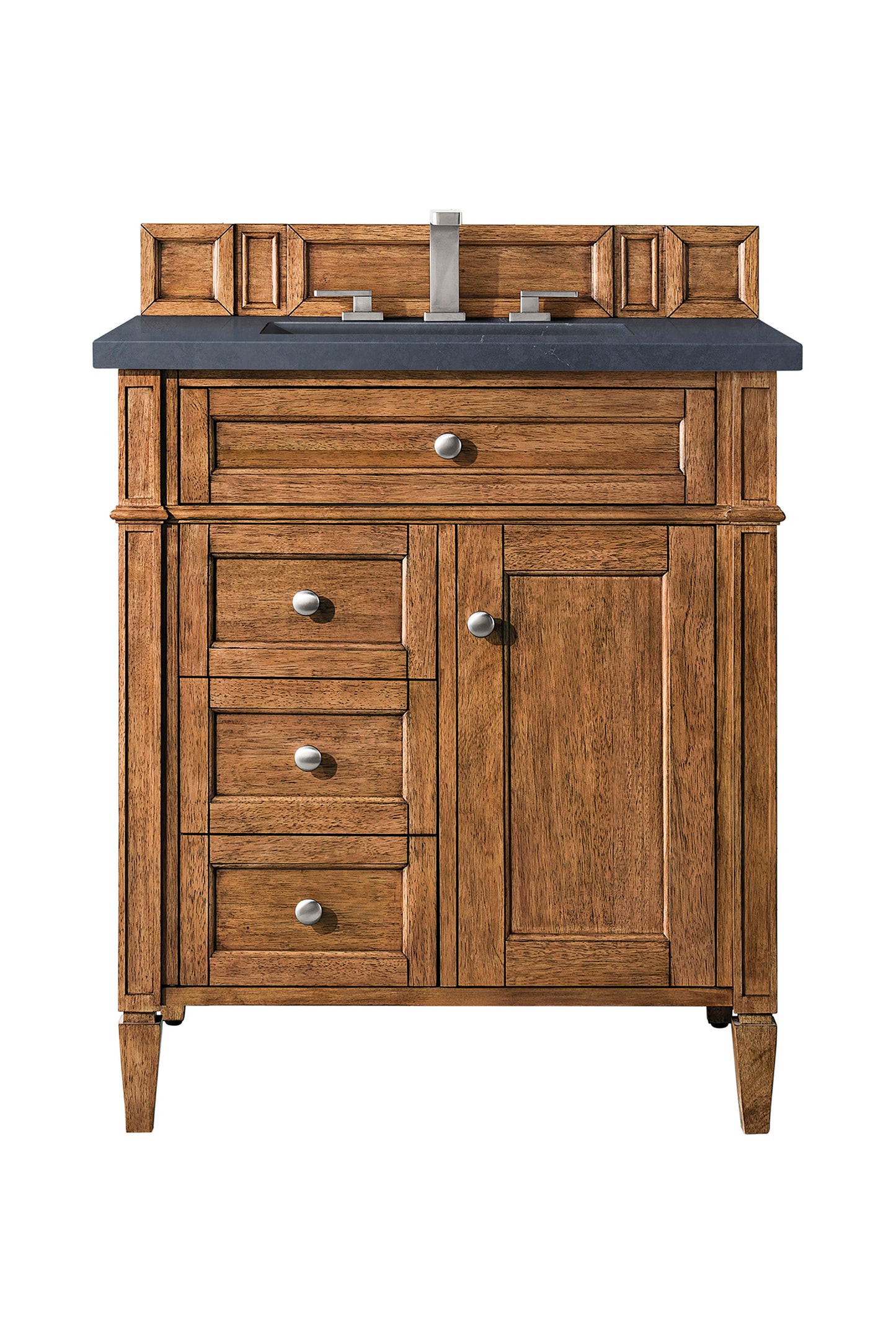 Brittany 30" Single Vanity, Saddle Brown, w/ 3 CM Charcoal Soapstone Silestone Top
