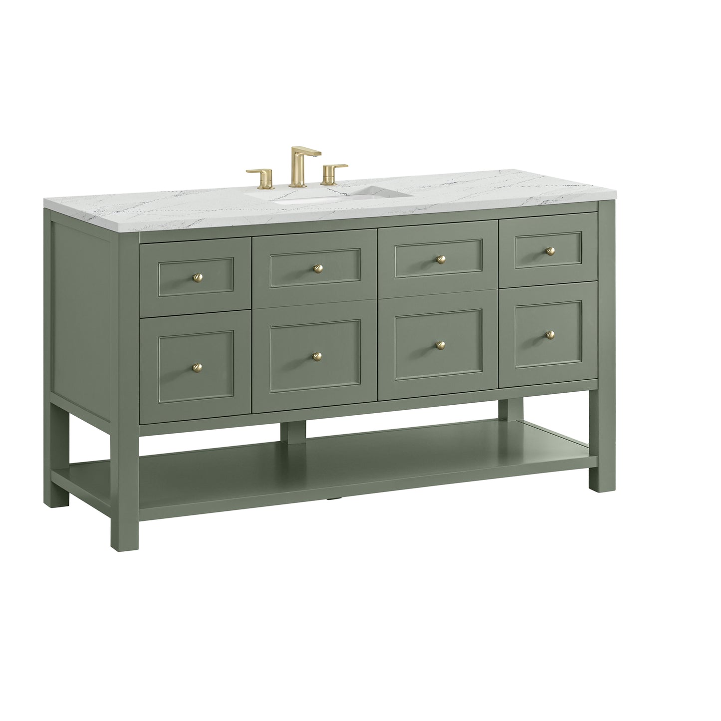 Breckenridge 60" Single Vanity, Smokey Celadon, w/ 3 CM Ethereal Noctis Quartz Top
