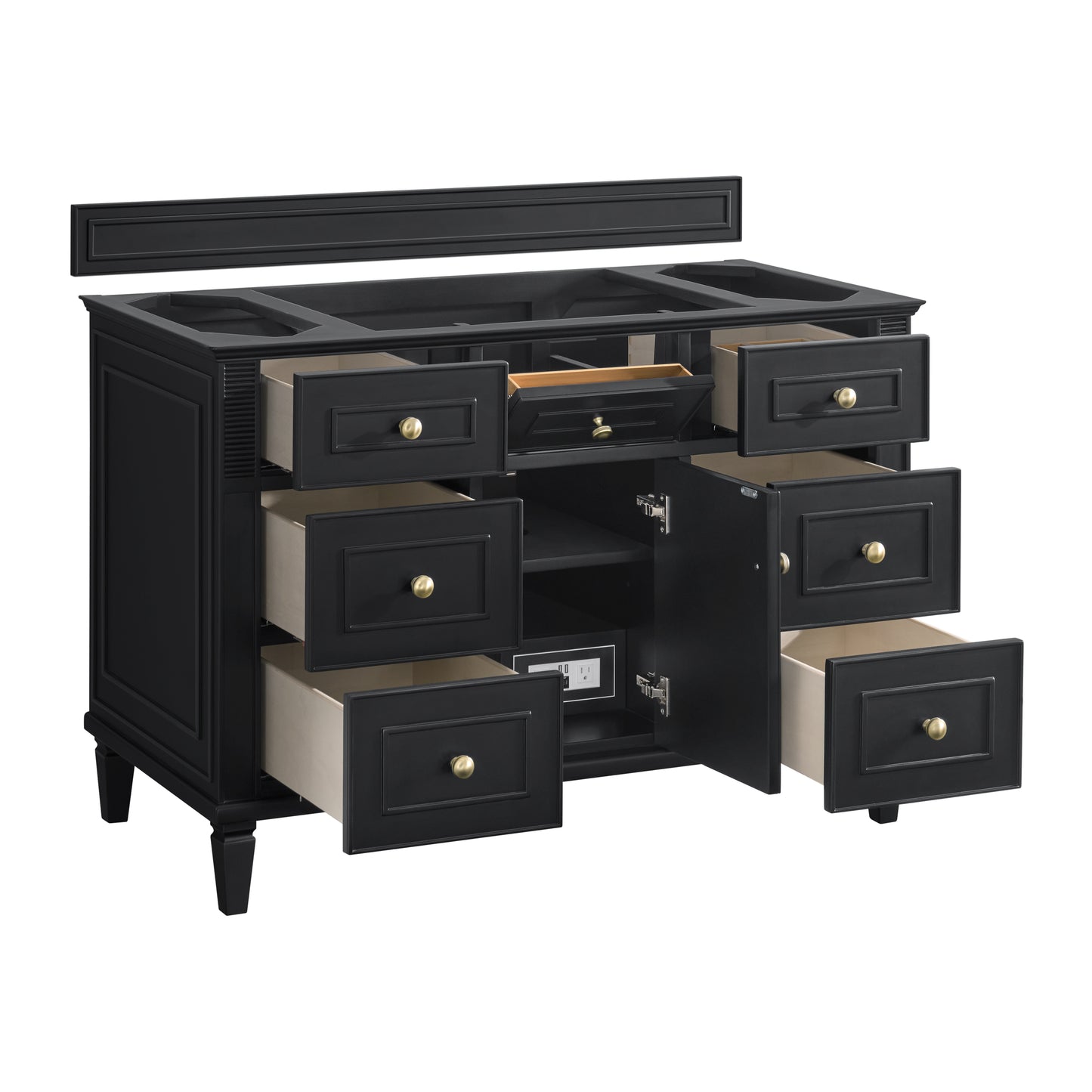 Lorelai 48" Single Vanity, Black Onyx w/ 3 CM Arctic Fall Solid Surface Top