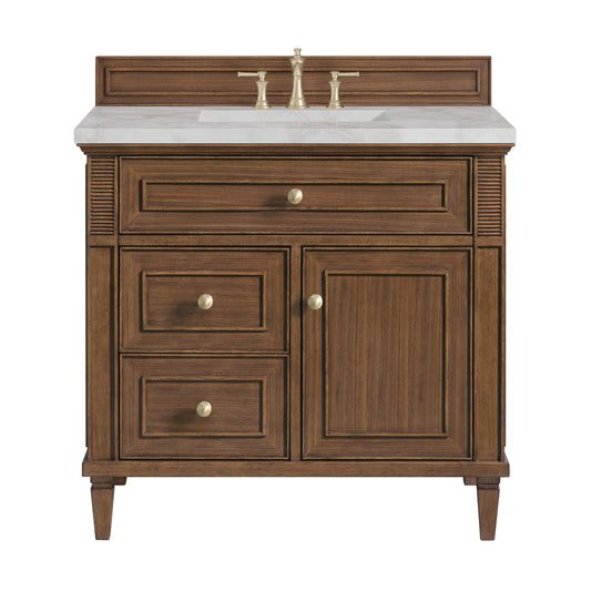 Lorelai 36" Single Vanity, Mid-Century Walnut w/ 3 CM Victorian Silver Silestone Top