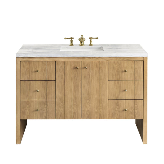 Hudson 48" Single Vanity, Light Natural Oak w/ 3 CM Arctic Fall Top