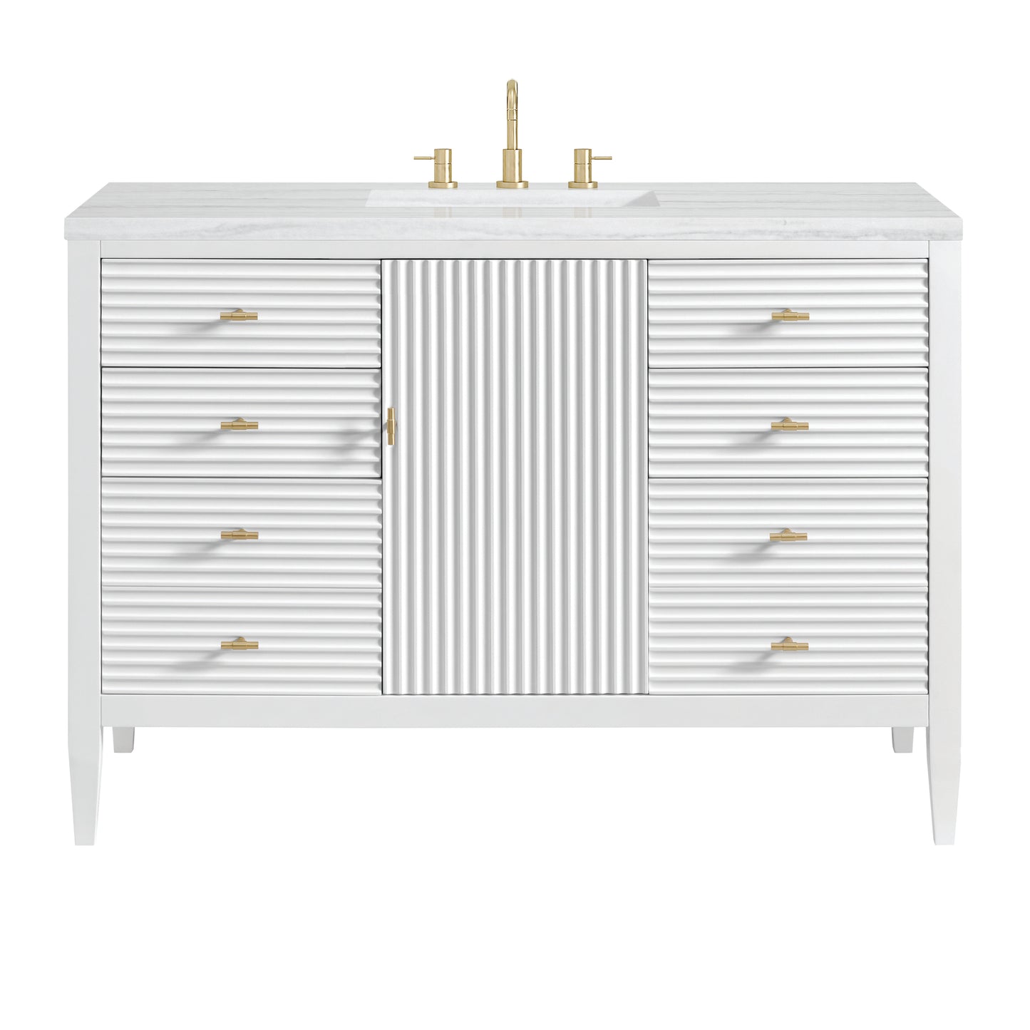 Myrrin 48" Vanity, Bright White w/ 3 CM Arctic Fall Solid Surface Top