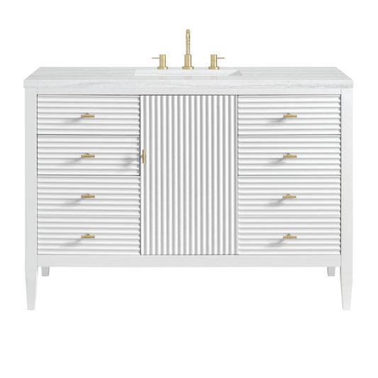 Myrrin 48" Vanity, Bright White w/ 3 CM Arctic Fall Solid Surface Top