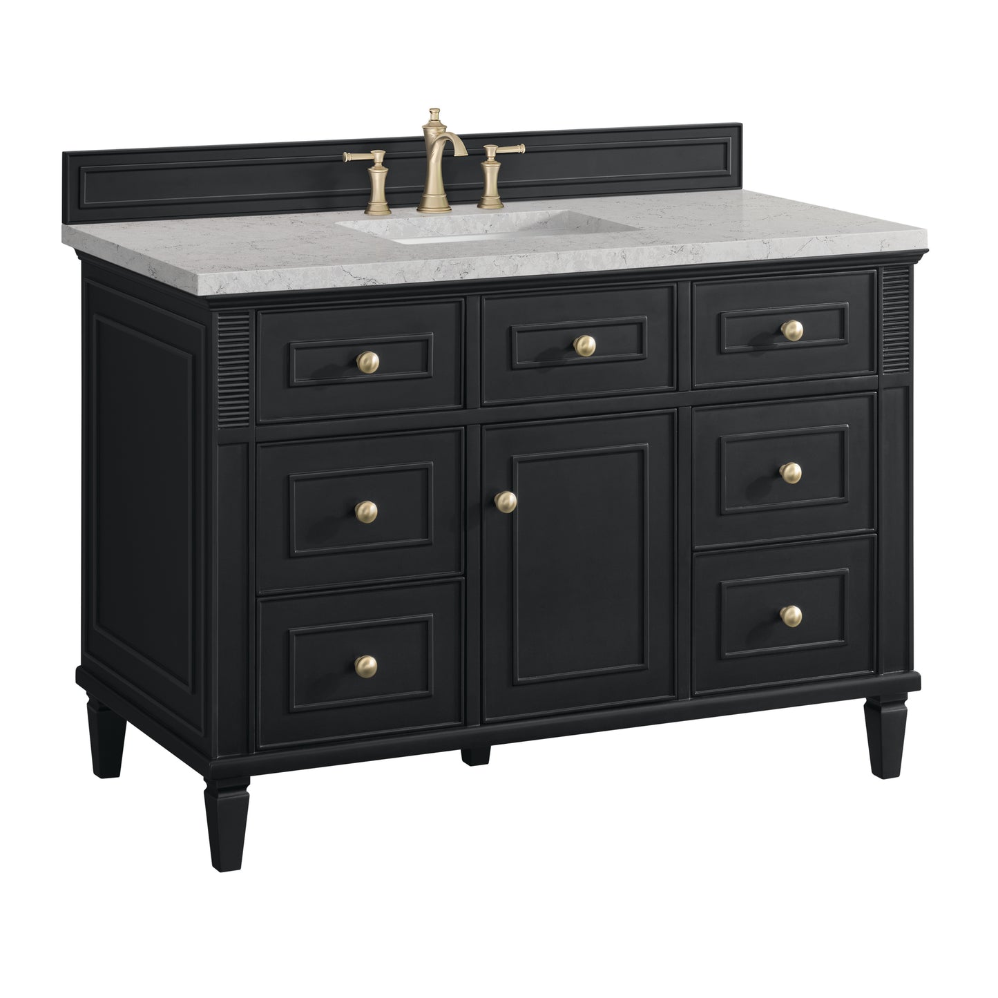 Lorelai 48" Single Vanity, Black Onyx w/ 3 CM Eternal Jasmine Pearl Silestone Top