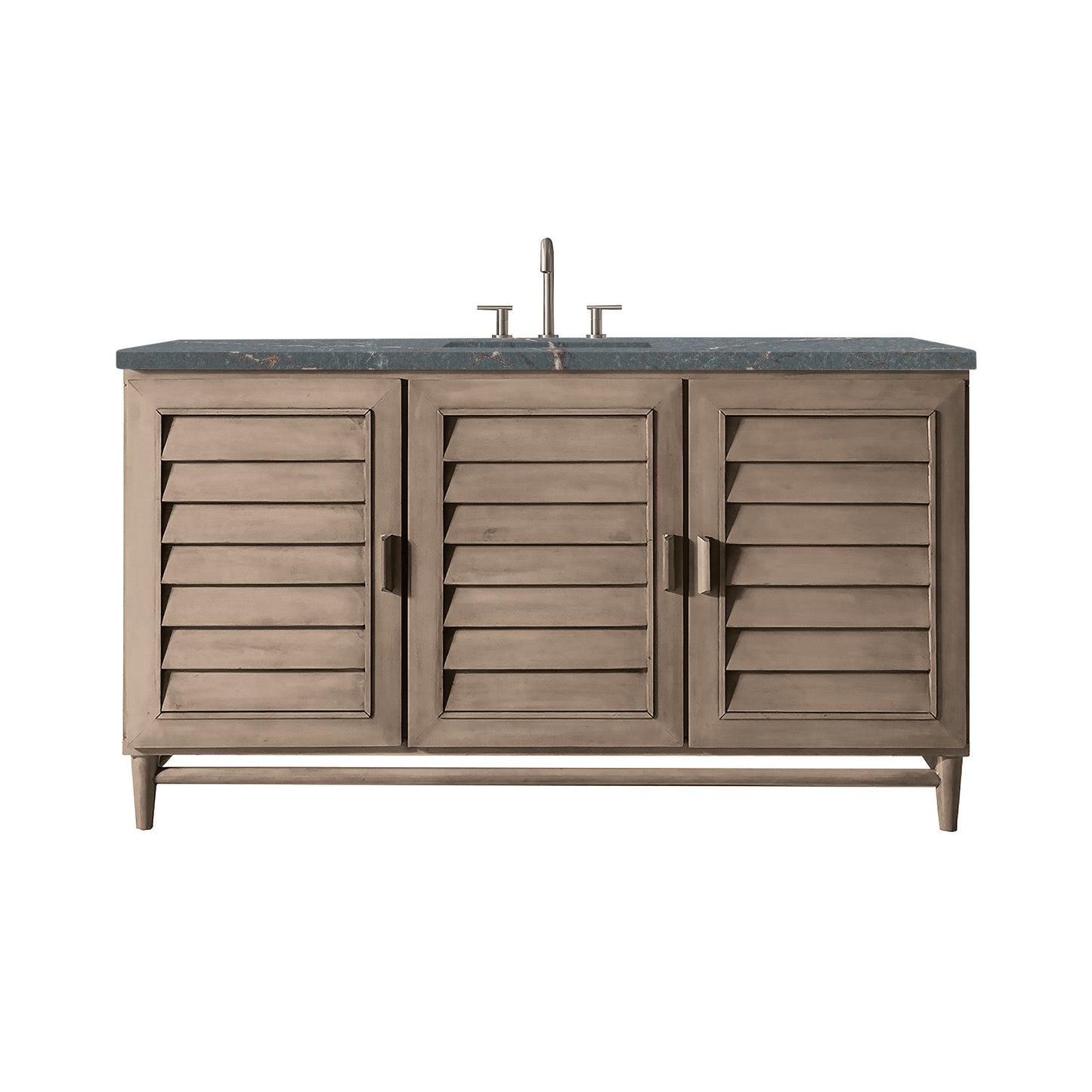 Portland 60" Single Vanity Whitewashed Walnut w/ 3 CM Parisien Bleu Silestone Top