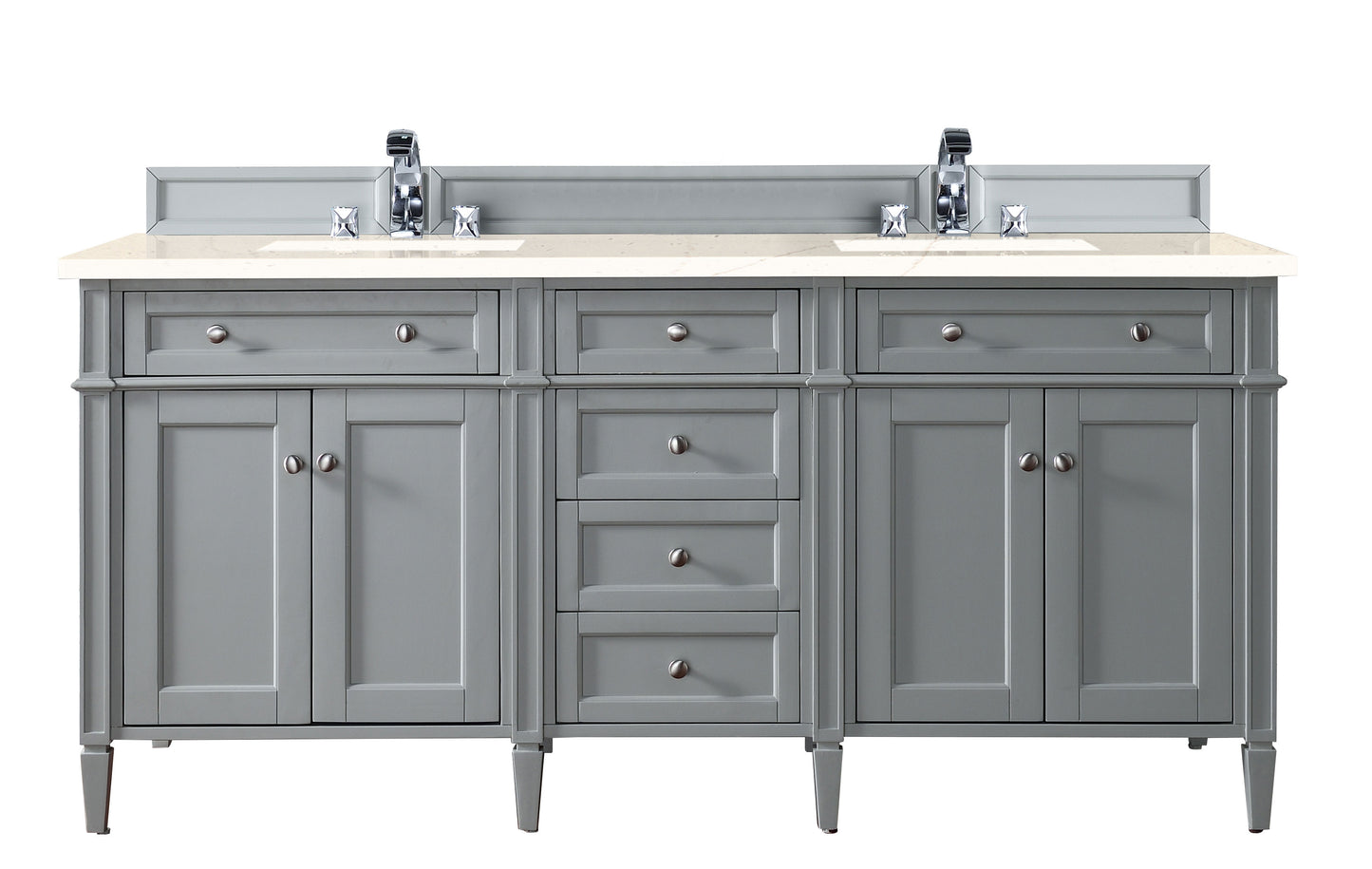 Brittany 72" Double Vanity, Urban Gray w/ 3 CM Eternal Marfil Silestone Top