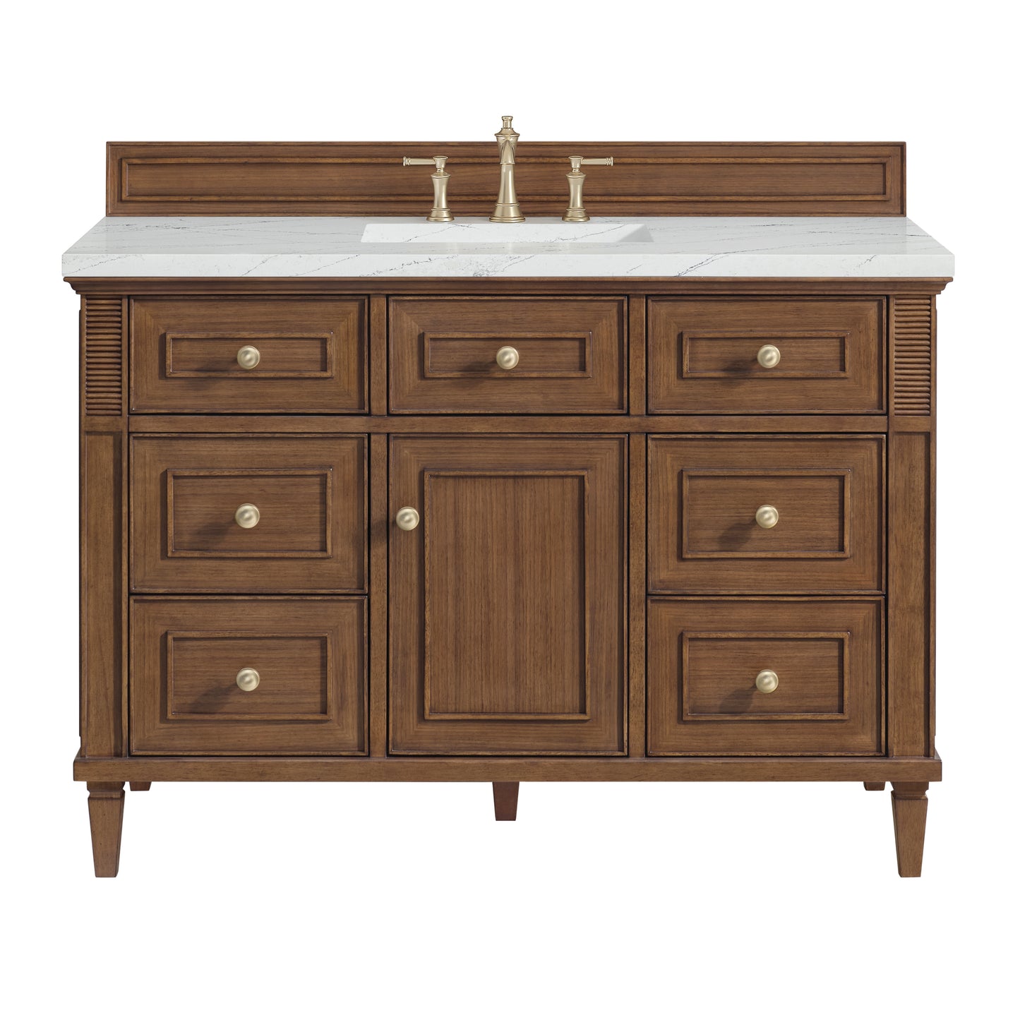 Lorelai 48" Single Vanity, Mid-Century Walnut w/ 3 CM Ethereal Noctis Silestone Top