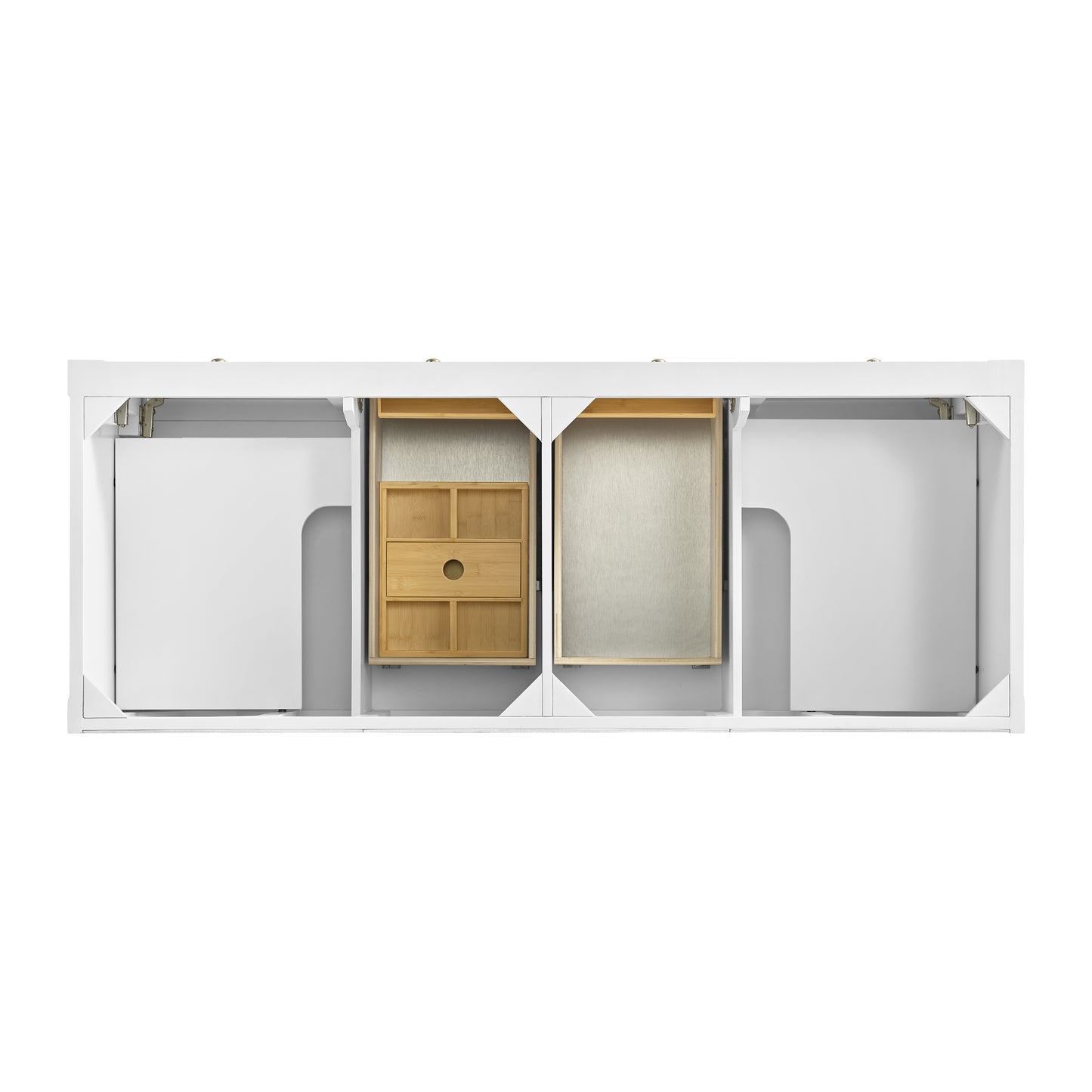 Breckenridge 60" Double Vanity, Bright White, w/ 3 CM Arctic Fall Solid Surface Top