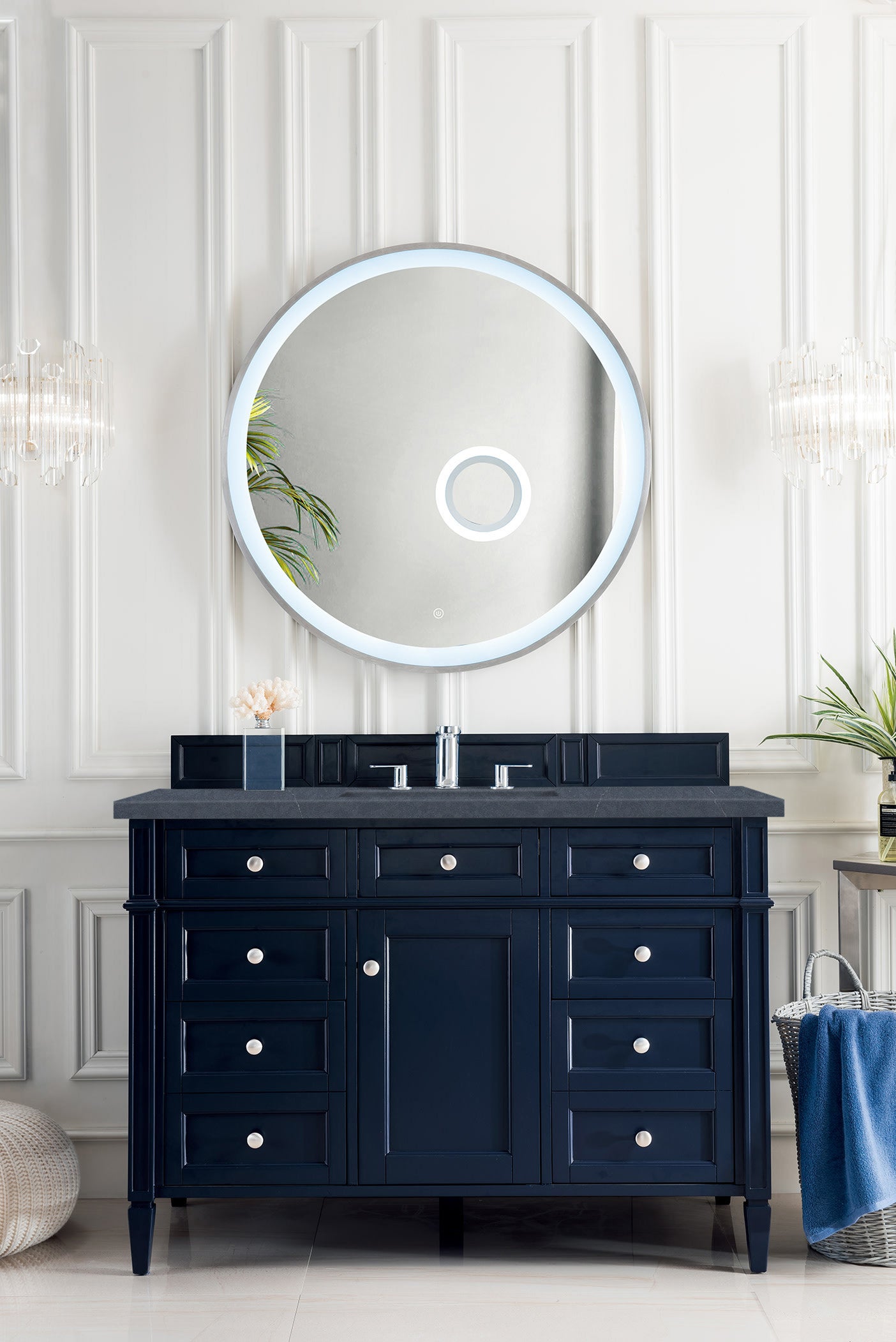 Brittany 48" Single Vanity, Victory Blue w/ 3 CM Charcoal Soapstone Silestone Top