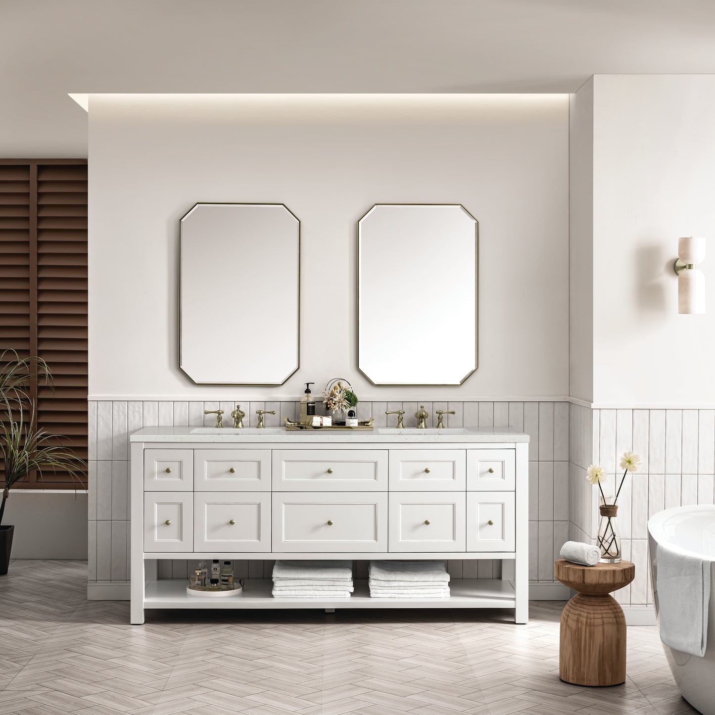 Breckenridge 72" Double Vanity, Bright White w/ 3 CM Lime Delight Top