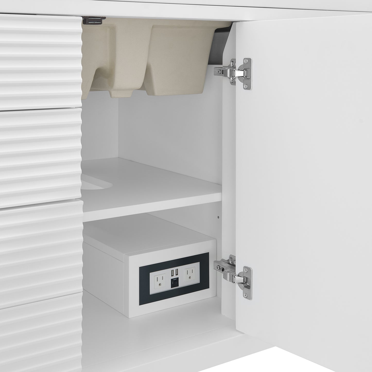 Myrrin 48" Vanity, Bright White w/ 3 CM White Zeus Silestone Top