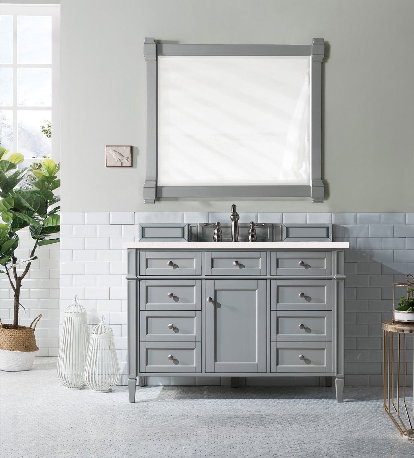 Brittany 48" Single Vanity, Urban Gray w/ 3 CM Eternal Marfil Silestone Top