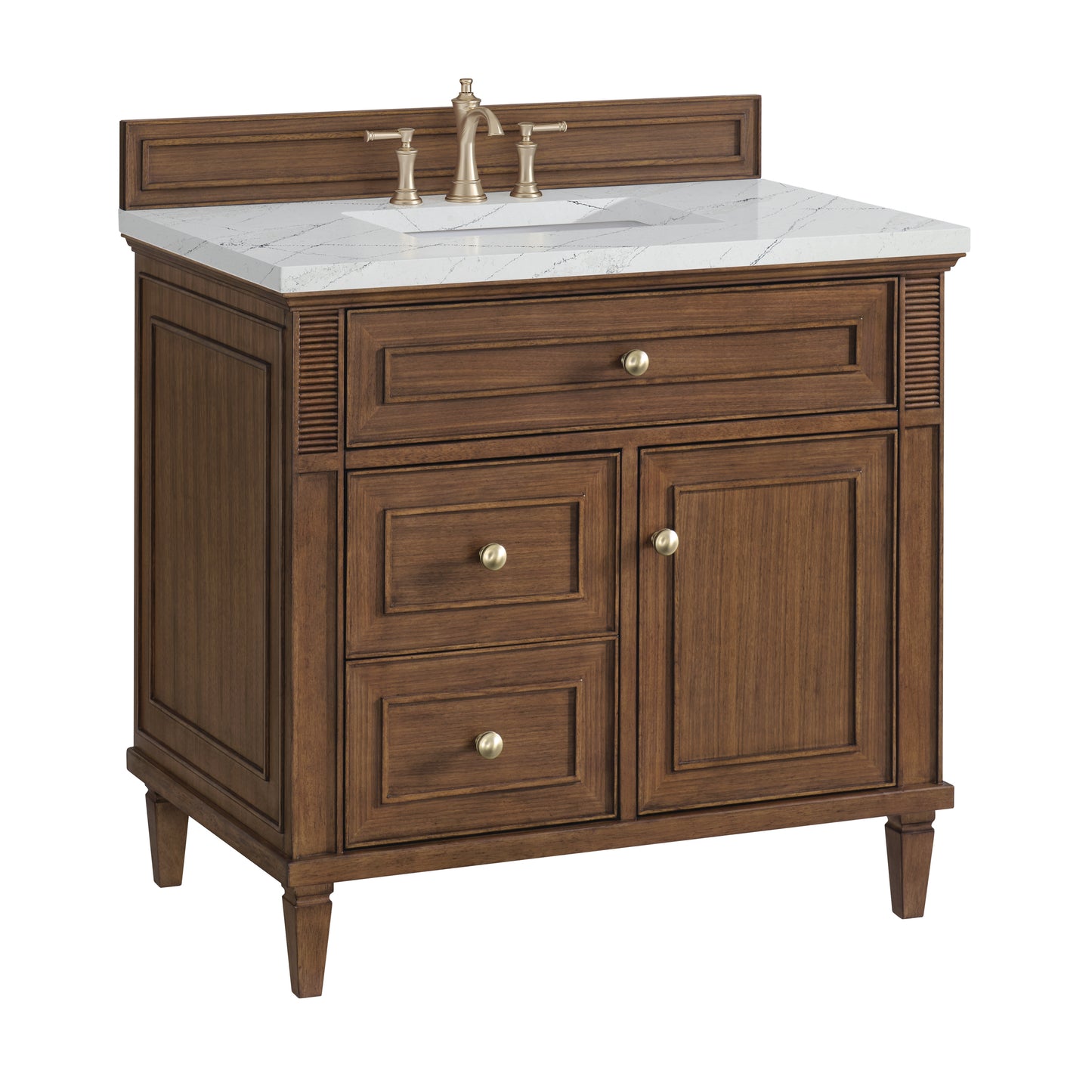 Lorelai 36" Single Vanity, Mid-Century Walnut w/ 3 CM Ethereal Noctis Silestone Top