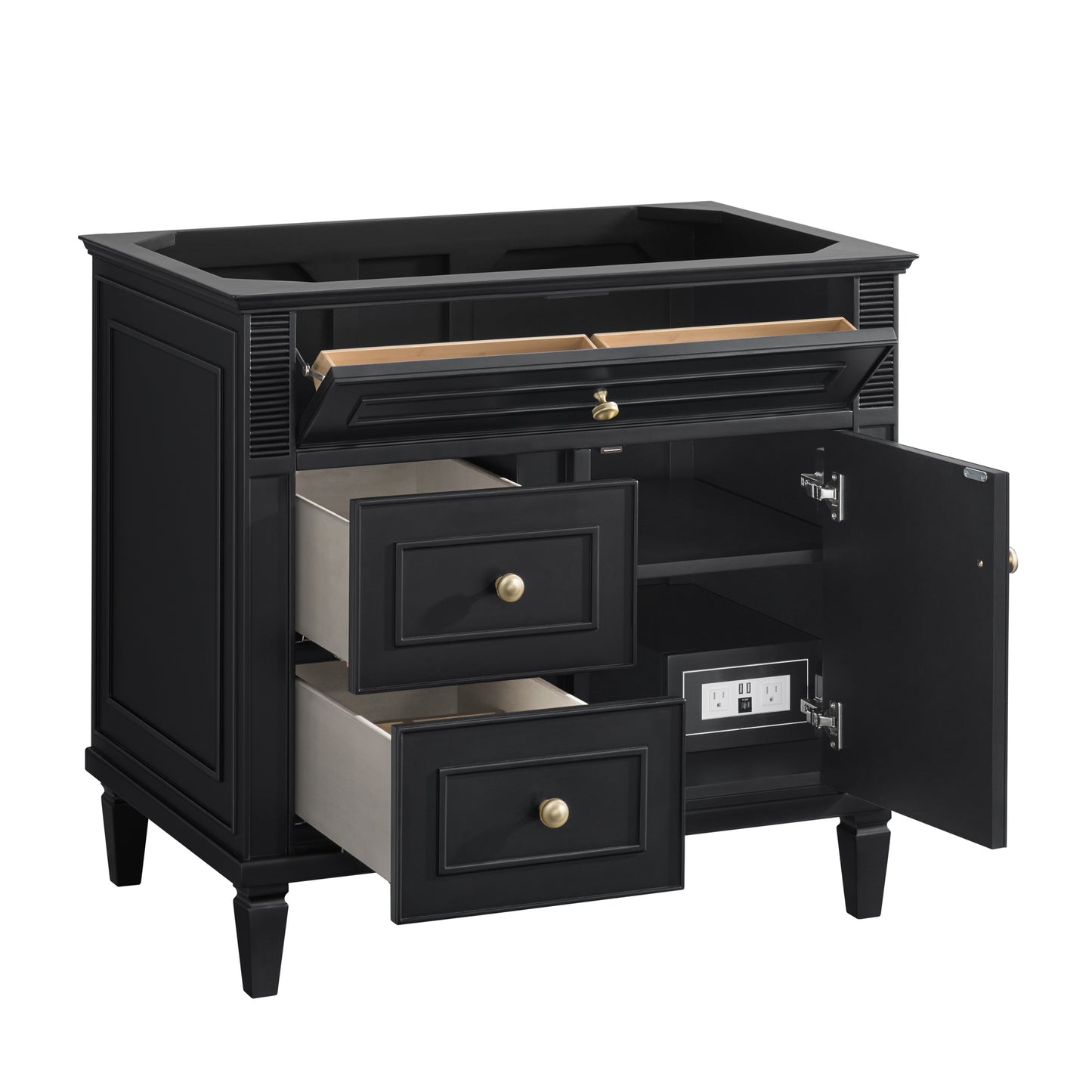 Lorelai 36" Single Vanity, Black Onyx w/ 3 CM White Zeus Silestone Top