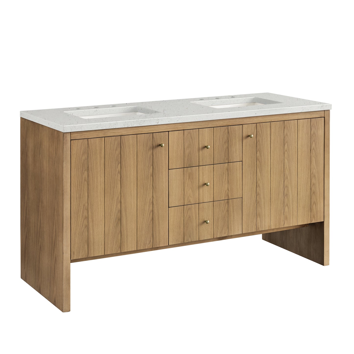 Hudson 60" Double Vanity, Light Natural Oak w/ 3 CM Lime Delight Top