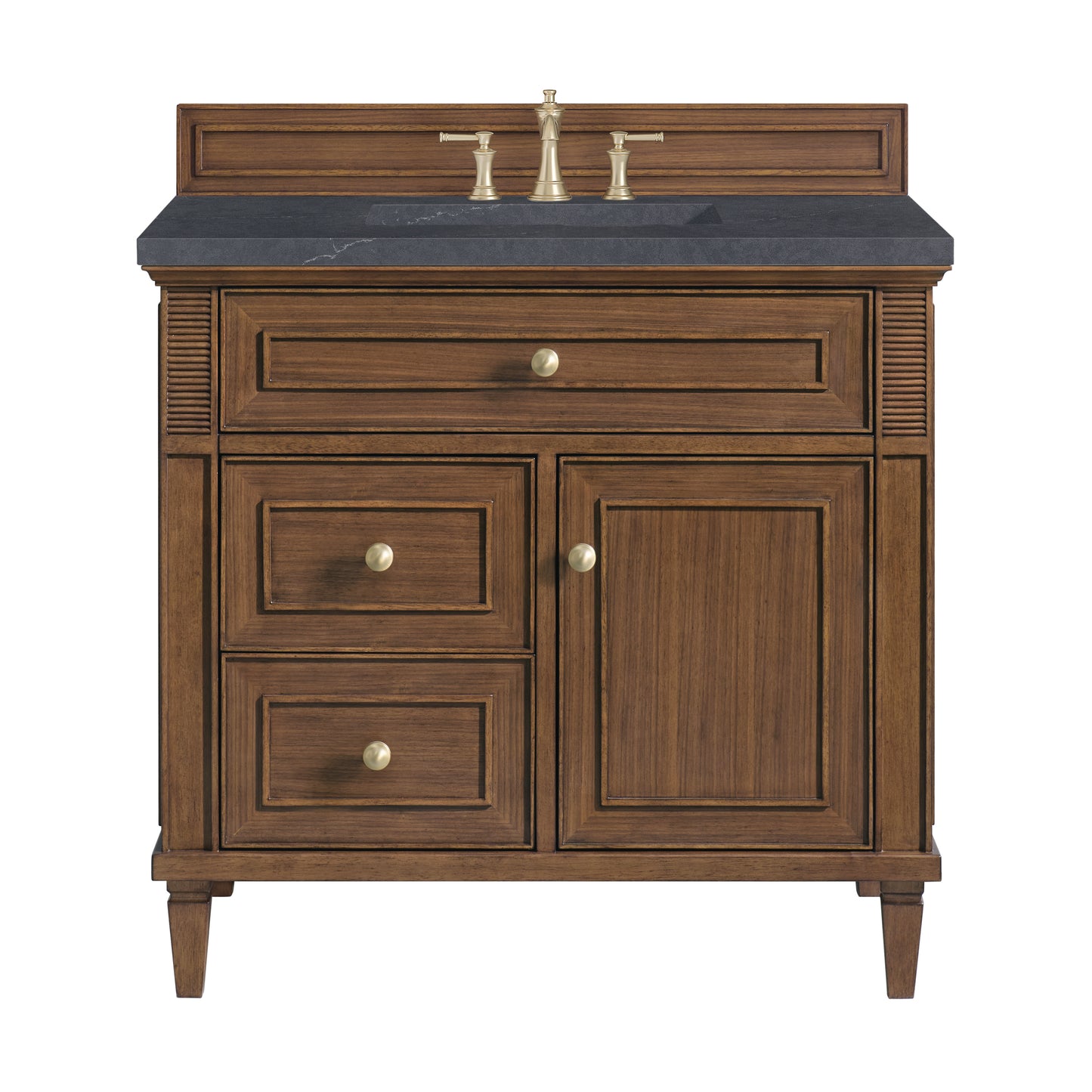 Lorelai 36" Single Vanity, Mid-Century Walnut w/ 3 CM Charcoal Soapstone Silestone Top