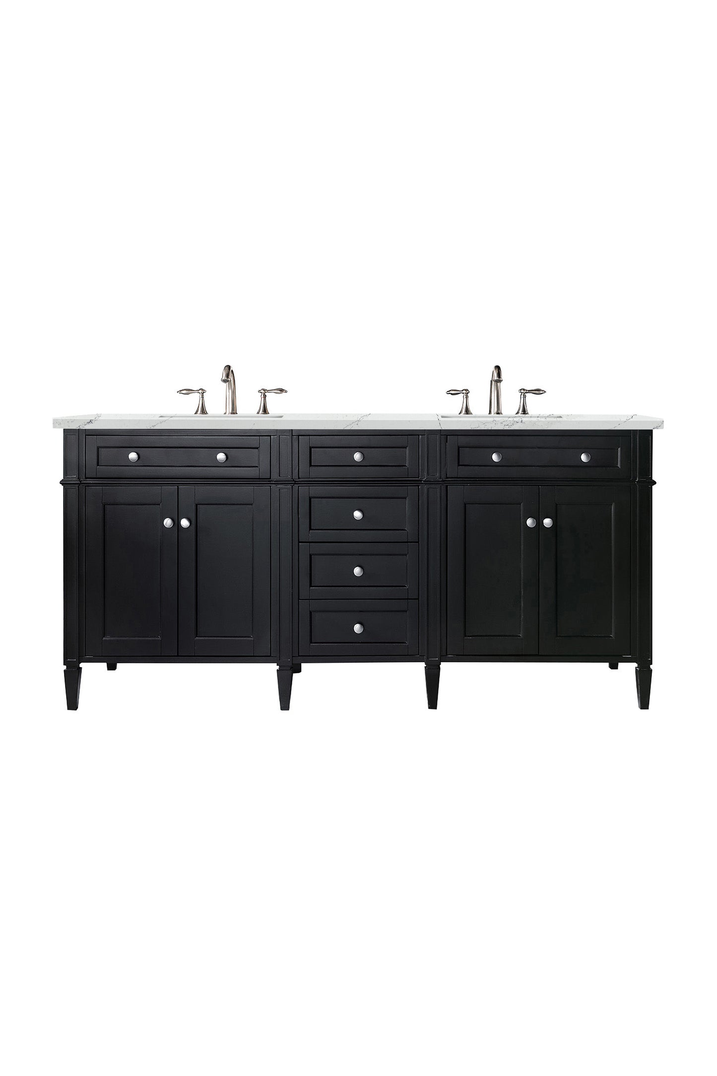 Brittany 72" Double Vanity, Black Onyx w/ 3 CM Ethereal Noctis Silestone Top