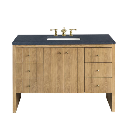 Hudson 48" Single Vanity, Light Natural Oak w/ 3 CM Charcoal Soapstone Top