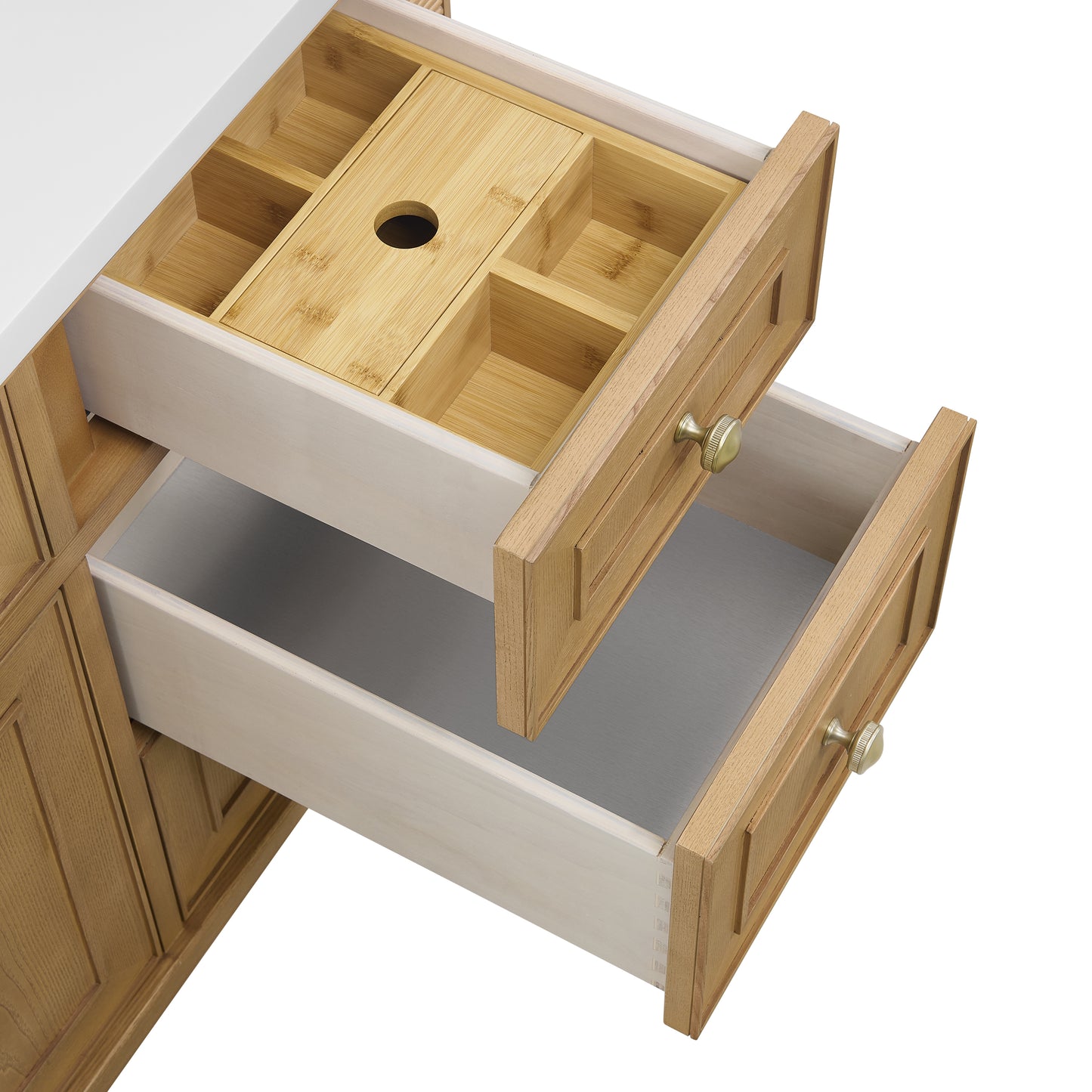 Lorelai 48" Single Vanity, Light Natural Oak w/ 3 CM Victorian Silver Silestone Top