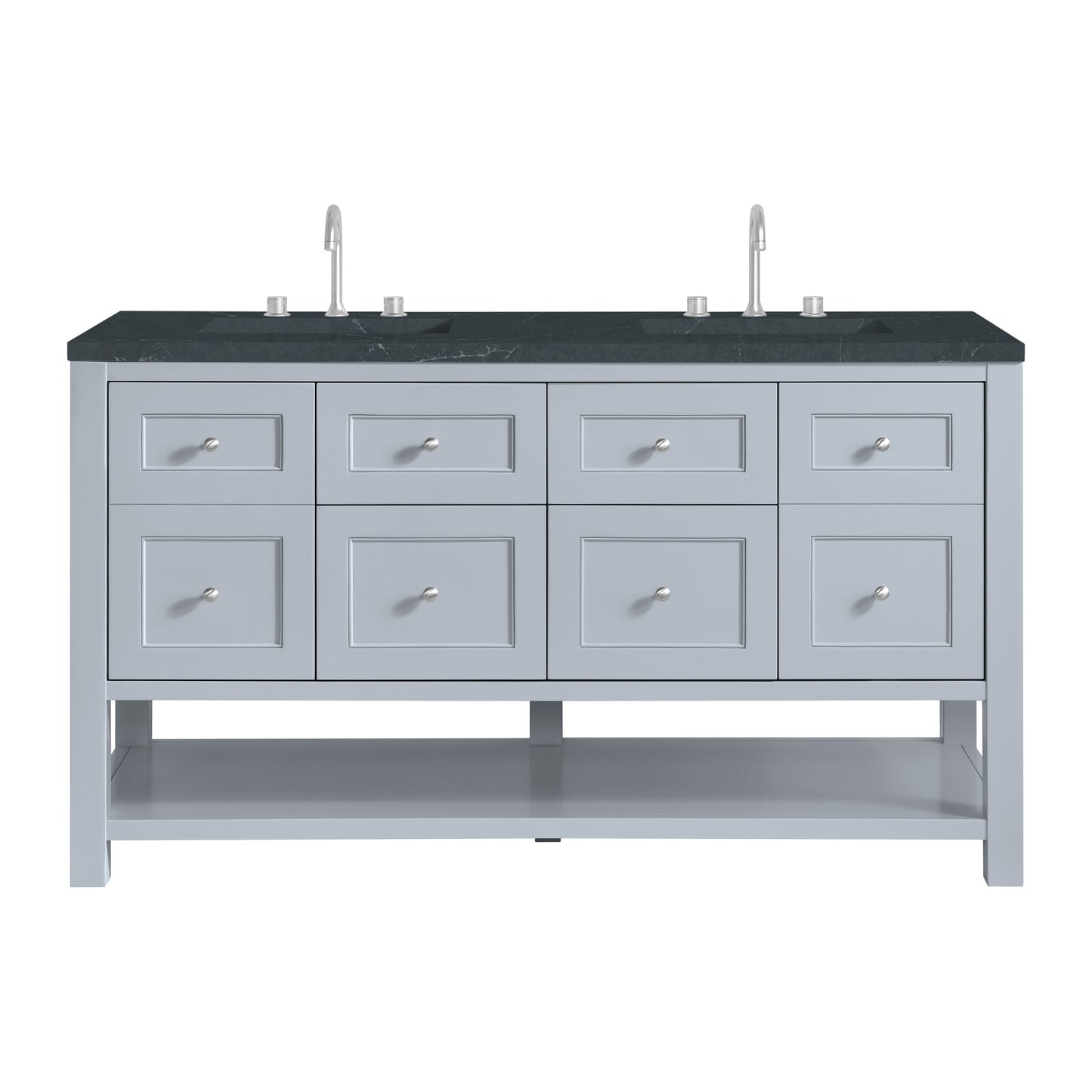 Breckenridge 60" Double Vanity, Serenity Blue, w/ 3 CM Charcoal Soapstone Quartz Top