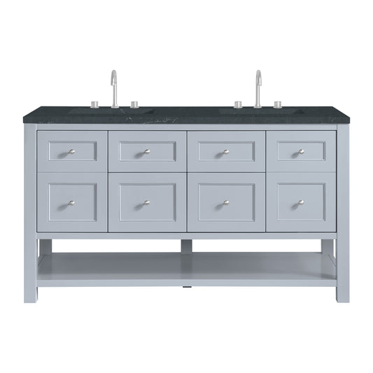 Breckenridge 60" Double Vanity, Serenity Blue, w/ 3 CM Charcoal Soapstone Quartz Top
