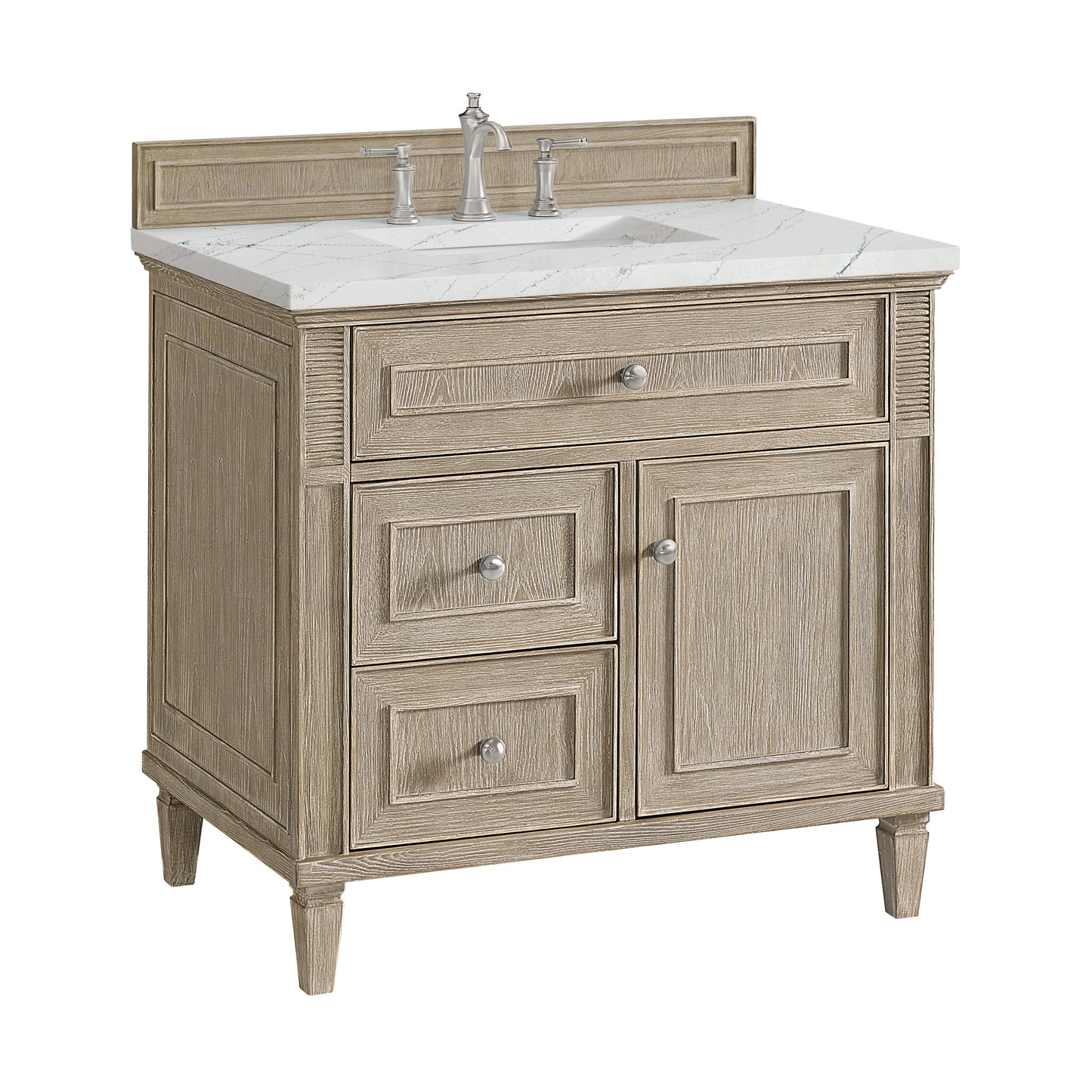Lorelai 36" Single Vanity, Whitewashed Oak w/ 3 CM Ethereal Noctis Silestone Top