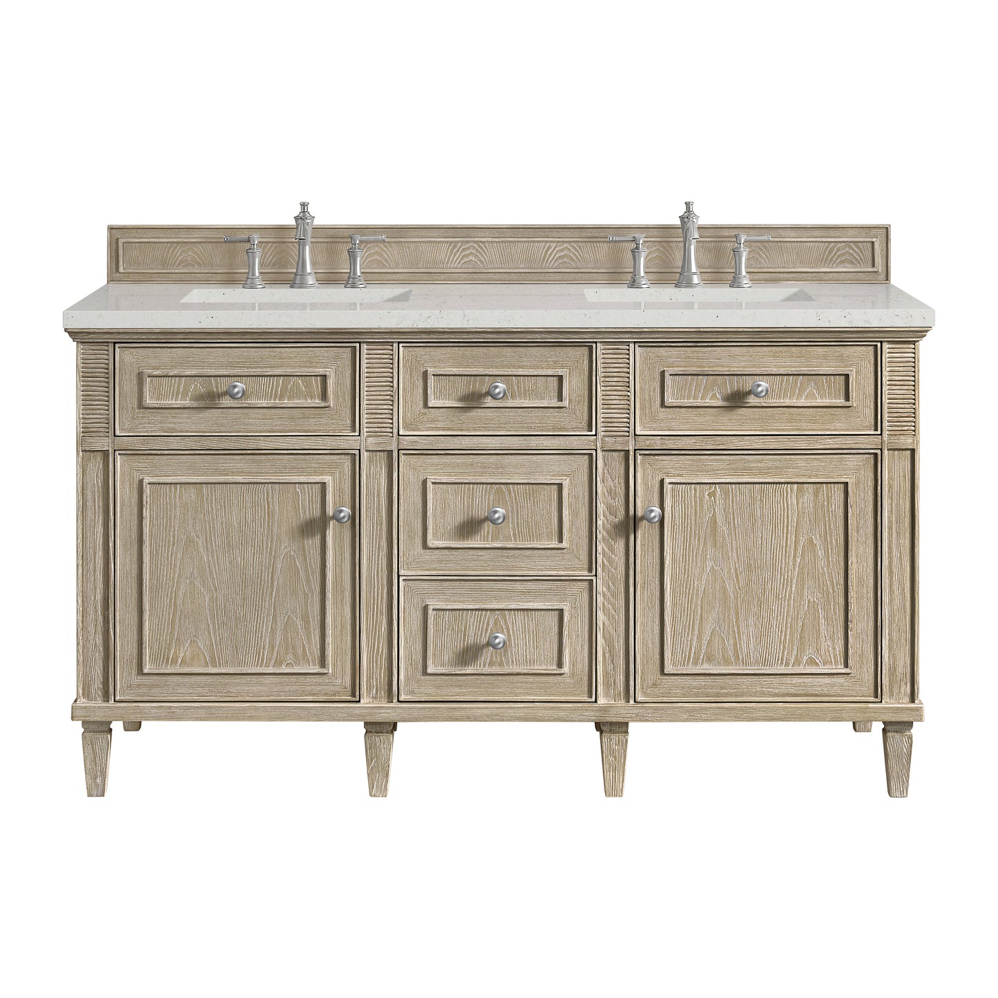 Lorelai 60" Double Vanity, Whitewashed Oak w/ 3 CM Lime Delight Silestone Top