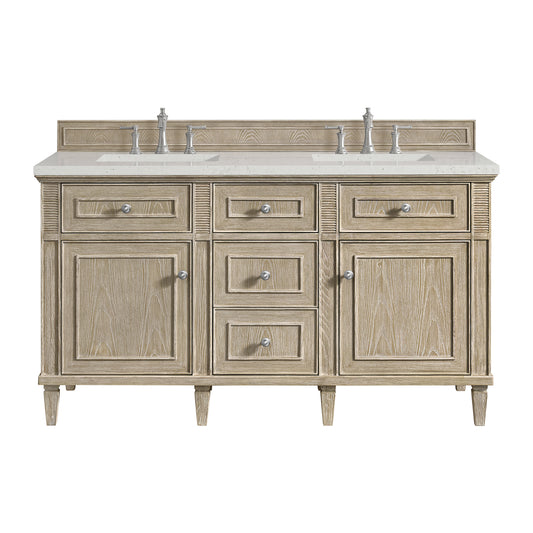 Lorelai 60" Double Vanity, Whitewashed Oak w/ 3 CM Lime Delight Silestone Top