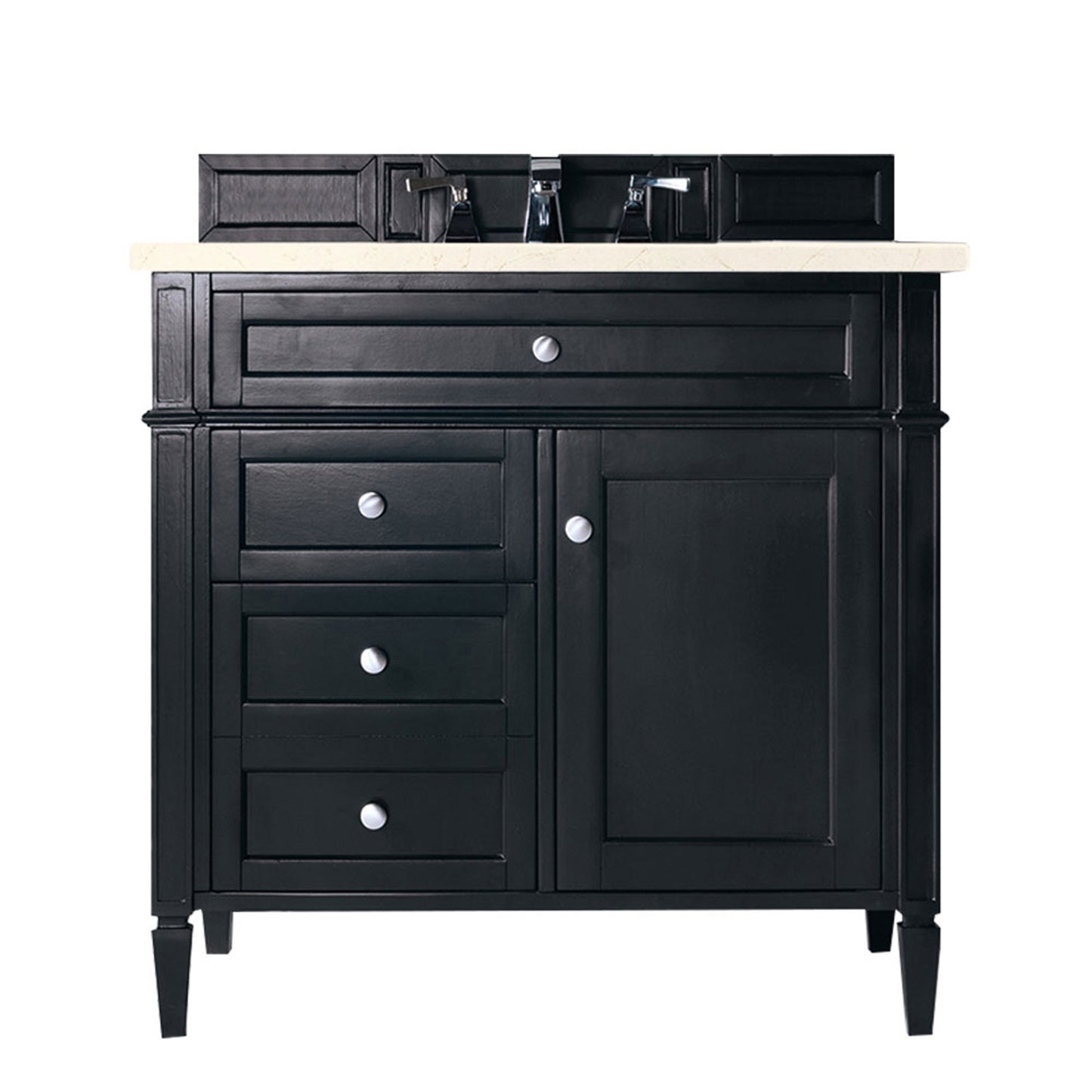 Brittany 36" Single Vanity, Black Onyx w/ 3 CM Eternal Marfil Silestone Top
