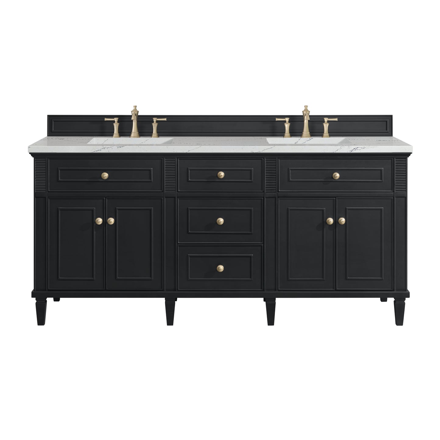 Lorelai 72" Double Vanity, Black Onyx w/ 3 CM Ethereal Noctis Silestone Top