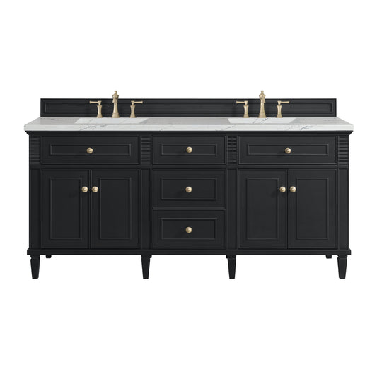 Lorelai 72" Double Vanity, Black Onyx w/ 3 CM Ethereal Noctis Silestone Top