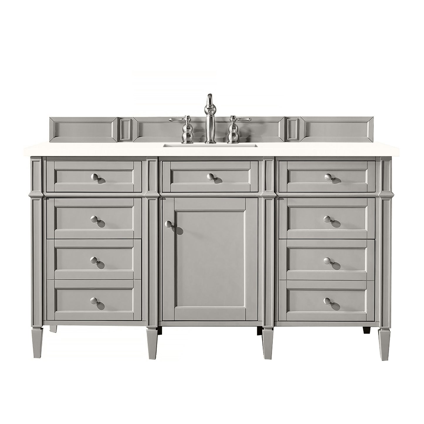 Brittany 60" Single Vanity, Urban Gray w/ 3 CM White Zeus Silestone Top