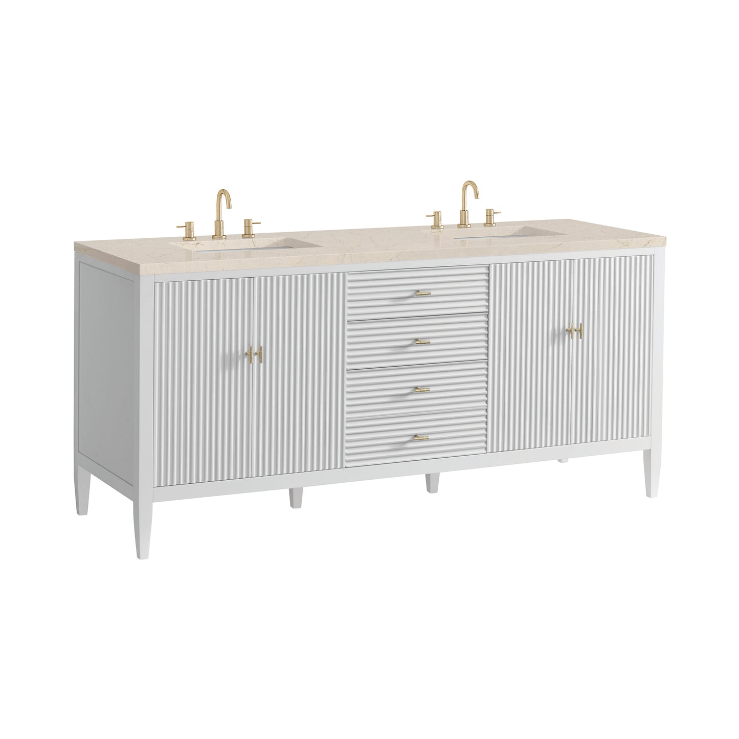 Myrrin 72" Double Vanity, Bright White w/ 3 CM Eternal Marfil Silestone Top