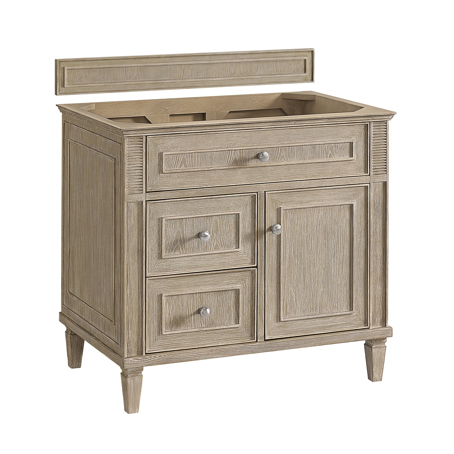 Lorelai 36" Single Vanity, Whitewashed Oak w/ 3 CM Arctic Fall Solid Surface Top