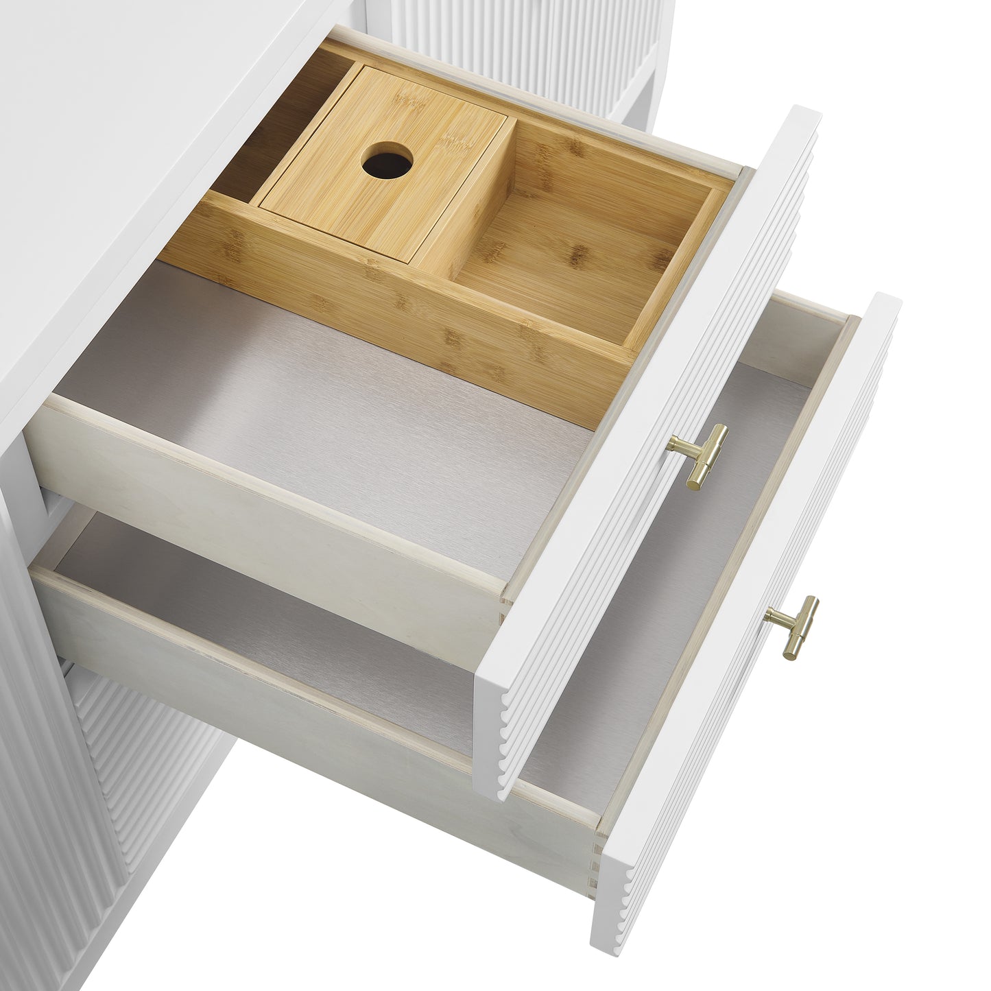 Myrrin 72" Double Vanity, Bright White w/ 3 CM Eternal Marfil Silestone Top