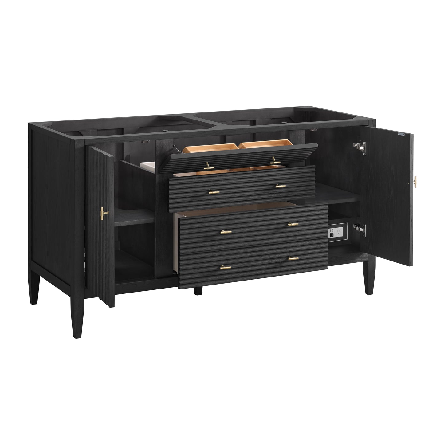 Myrrin 60" Double Vanity, Carbon Oak w/ 3 CM Lime Delight Silestone Top