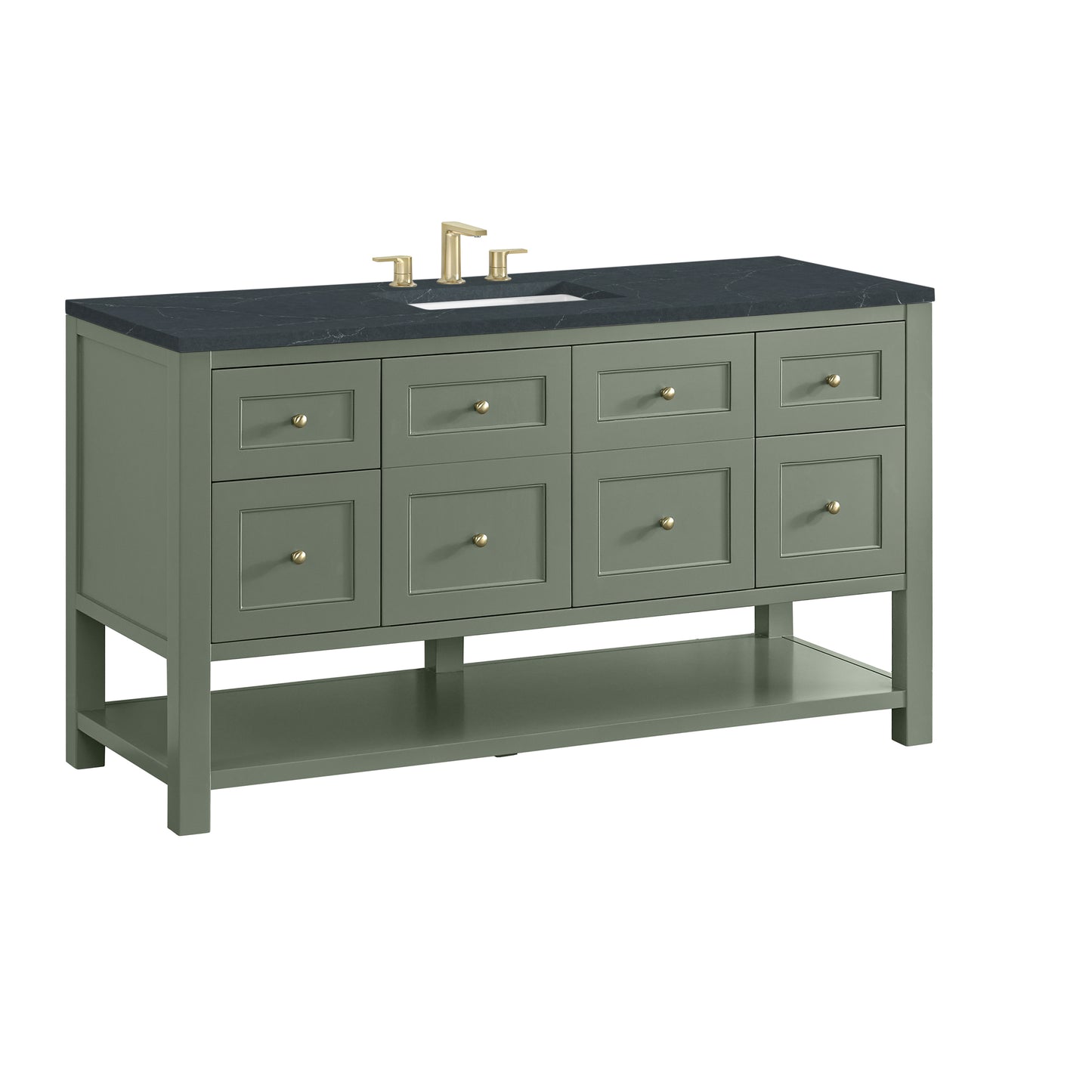 Breckenridge 60" Single Vanity, Smokey Celadon, w/ 3 CM Charcoal Soapstone Quartz Top