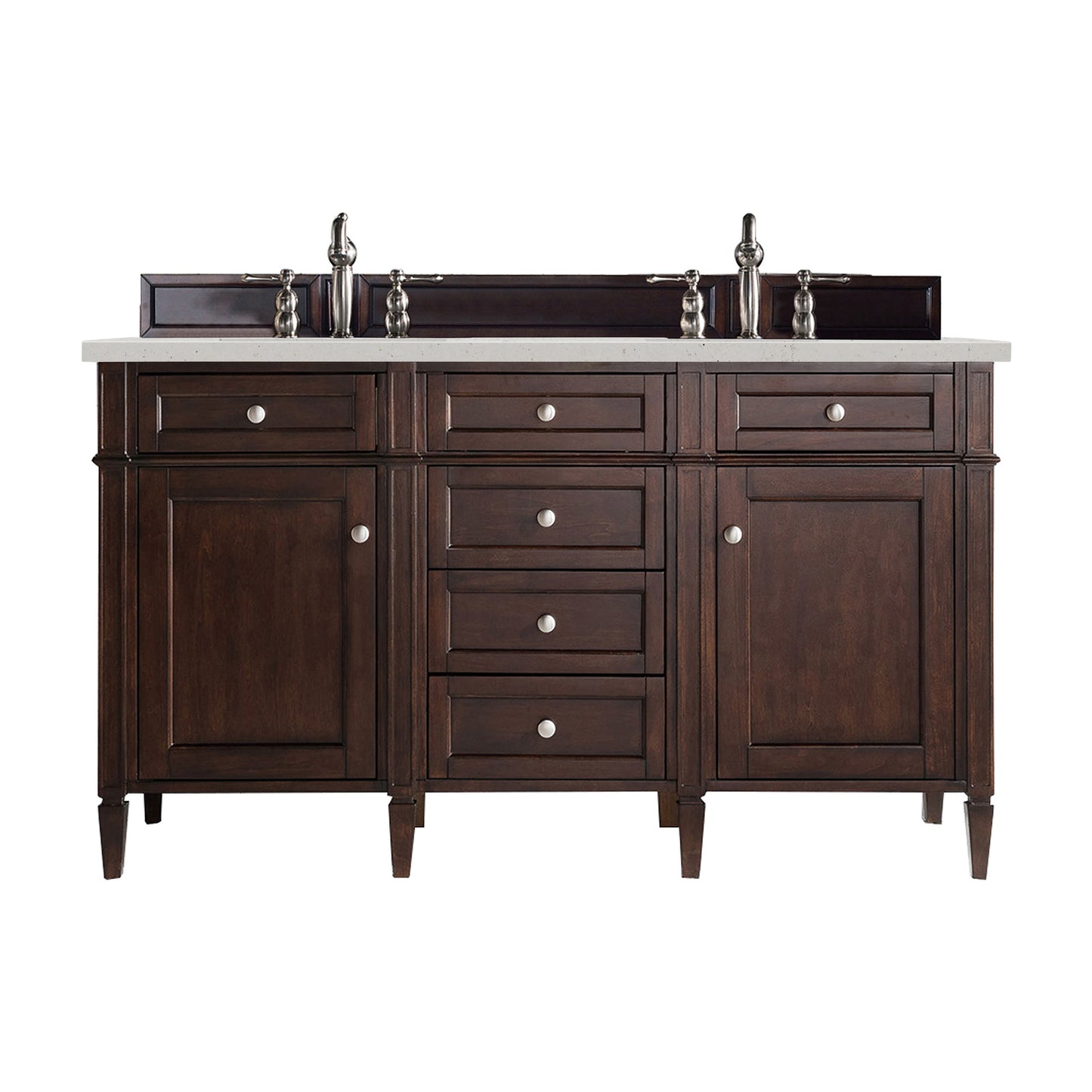 Brittany 60" Double Vanity, Burnished Mahogany w/ 3 CM Lime Delight Silestone Top
