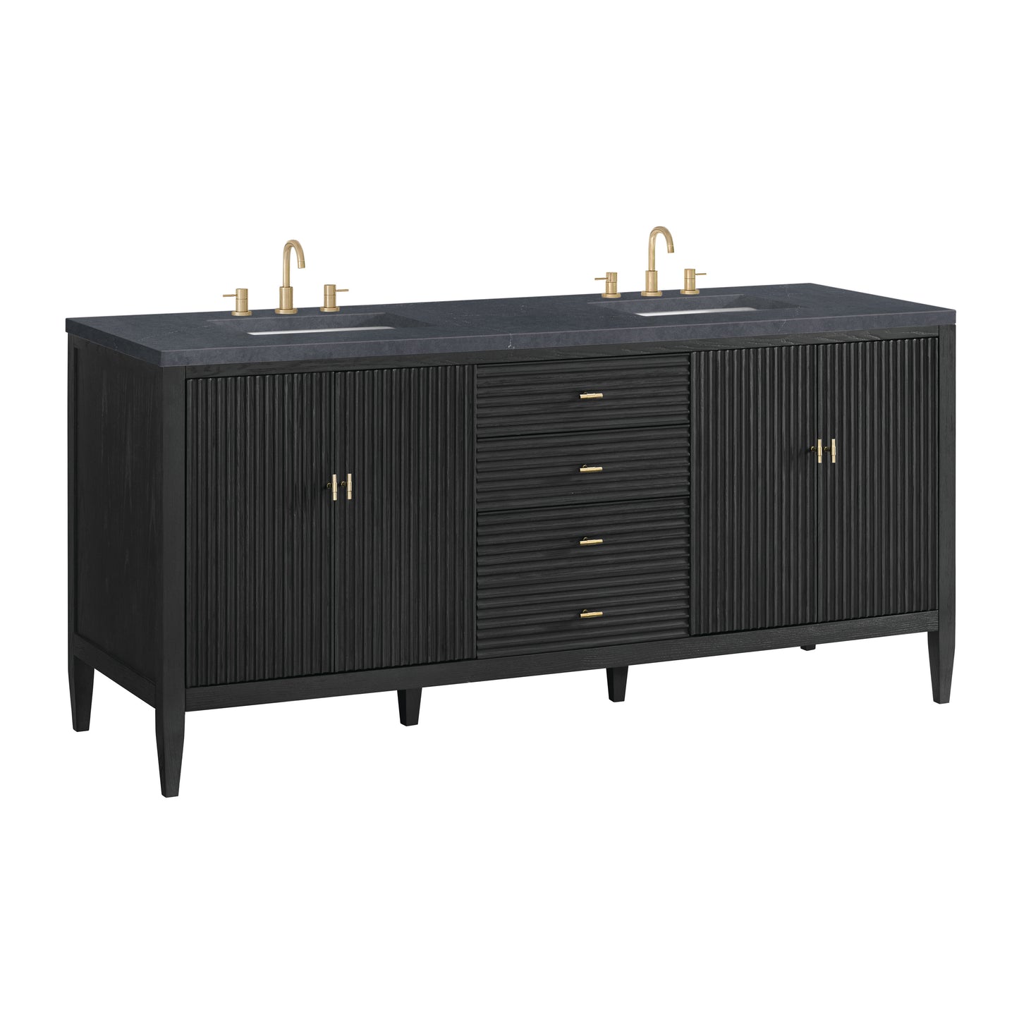 Myrrin 72" Double Vanity, Carbon Oak w/ 3 CM Charcoal Soapstone Silestone Top