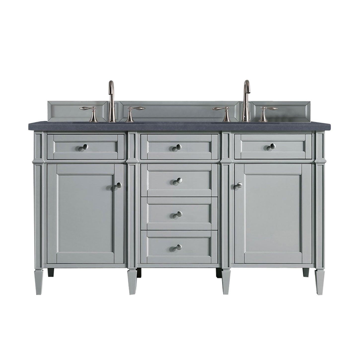 Brittany 60" Double Vanity, Urban Gray w/ 3 CM Charcoal Soapstone Silestone Top