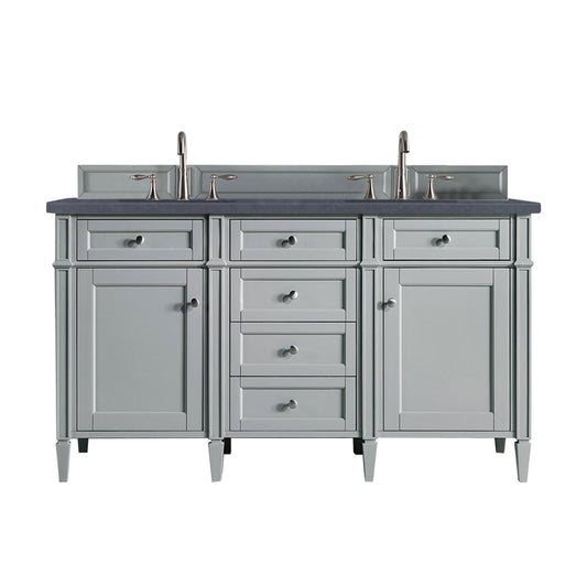 Brittany 60" Double Vanity, Urban Gray w/ 3 CM Charcoal Soapstone Silestone Top