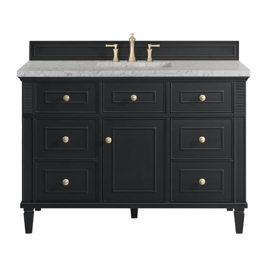 Lorelai 48" Single Vanity, Black Onyx w/ 3 CM Eternal Jasmine Pearl Silestone Top