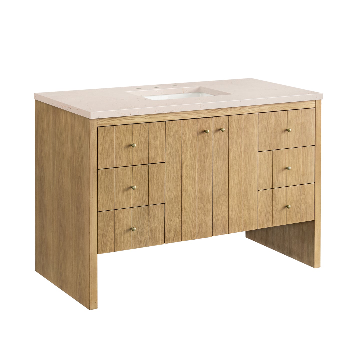 Hudson 48" Single Vanity, Light Natural Oak w/ 3 CM Eternal Marfil Top