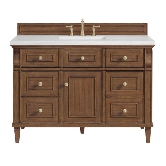 Lorelai 48" Single Vanity, Mid-Century Walnut w/ 3 CM Arctic Fall Solid Surface Top