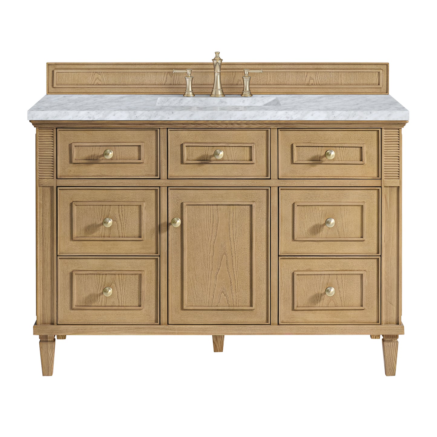 Lorelai 48" Single Vanity, Light Natural Oak w/ 3 CM Carrara White Marble Top