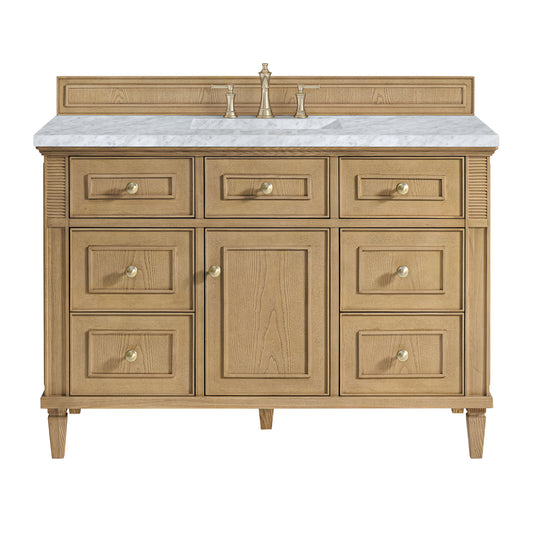 Lorelai 48" Single Vanity, Light Natural Oak w/ 3 CM Carrara White Marble Top