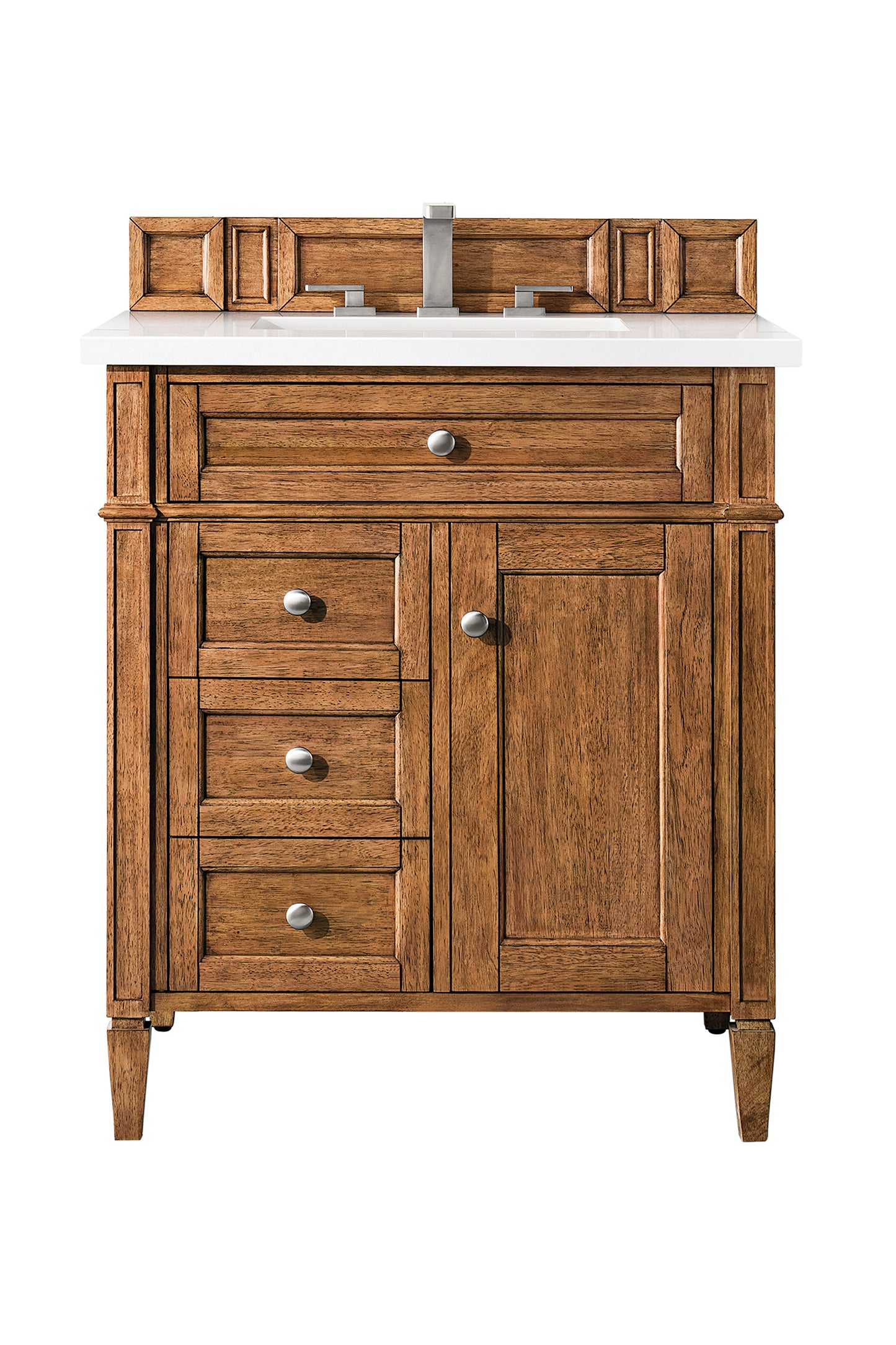 Brittany 30" Single Vanity, Saddle Brown, w/ 3 CM White Zeus Silestone Top